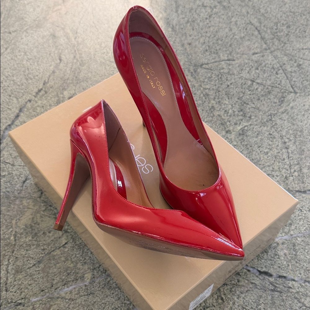 Sergio Rossi Glossy Red Heels 39